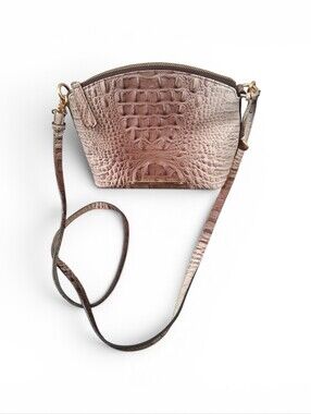 Brahmin Mini Duxbury Champagne Melbourne Croc Embossed Leather Crossbody